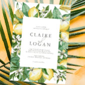 Citrus citroen bloemenbruiloft Waterverf Kaart