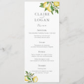 Citrus citroen bloemenbruiloft Waterverf Menu (Voorkant)