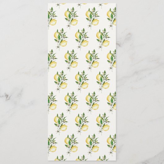 Citrus citroen bloemenbruiloft Waterverf Menu (Achterkant)