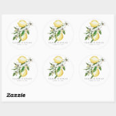 Citrus citroen bloemenbruiloft Waterverf Ronde Sticker (Vel)