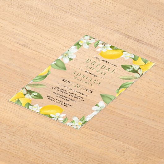 Citrus Citroen Boom Bruiloft Feest Acryl Uitnodigingen (Laagn)