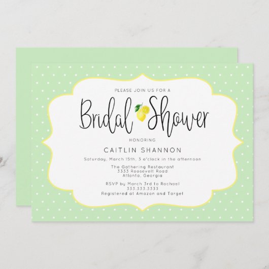 Citrus citroen bruids douche uitnodiging (Voorkant / Achterkant)