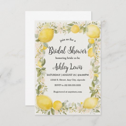 Citrus citroen bruidsshower uitnodiging (Voorkant / Achterkant)