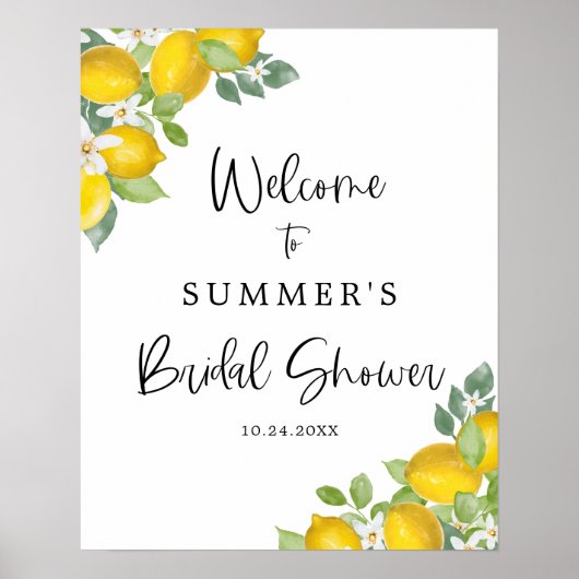 Citrus Citroen Bruiloft Welkom Bord Poster (Voorkant)