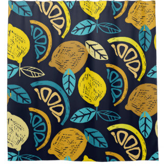 Citrus citroen doodle patroon achtergrond douchegordijn