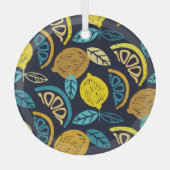 Citrus citroen doodle patroon achtergrond glas ornament (Voorkant)