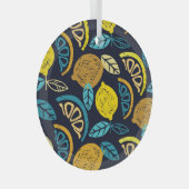 Citrus citroen doodle patroon achtergrond glas ornament (Voorkant Rechts)