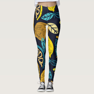 Citrus citroen doodle patroon achtergrond leggings