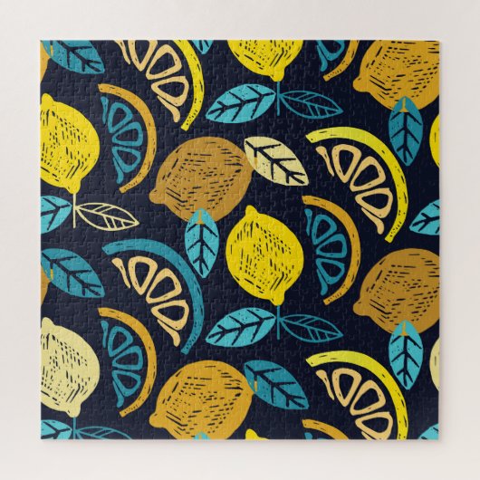 Citrus citroen doodle patroon achtergrond legpuzzel (Verticaal)