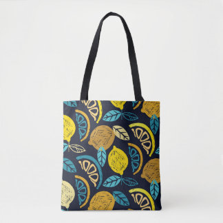 Citrus citroen doodle patroon achtergrond tote bag