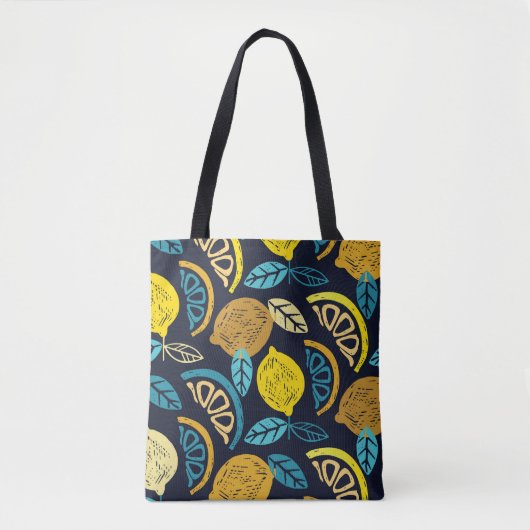 Citrus citroen doodle patroon achtergrond tote bag (Voorkant)