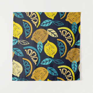 Citrus citroen doodle patroon achtergrond wandkleed