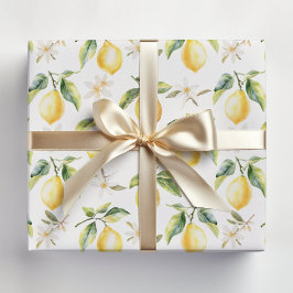 Citrus Citroen Fruit Bloem Botanisch Patroon Inpakpapier Vel