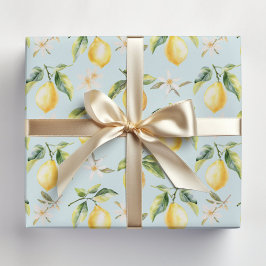 Citrus Citroen Fruit Bloem Botanisch Patroon Inpakpapier Vel
