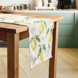 Citrus Citroen Fruit Bloem Botanisch Patroon Korte Tafelloper