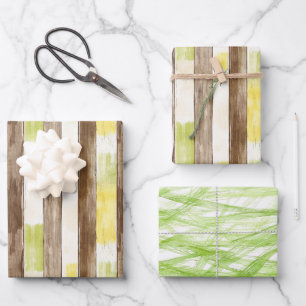 Citrus Citroen Geel Lime Nep Hout Streep Verjaarda Inpakpapier Vel