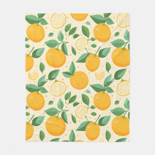 Citrus citroen geel tropisch fruit patroon fleece deken (Voorkant)
