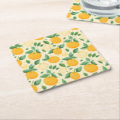 Citrus citroen geel tropisch fruit patroon kartonnen onderzetters (Schuin)