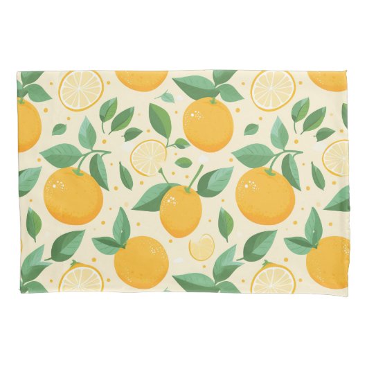 Citrus citroen geel tropisch fruit patroon kussensloop (Voorkant)