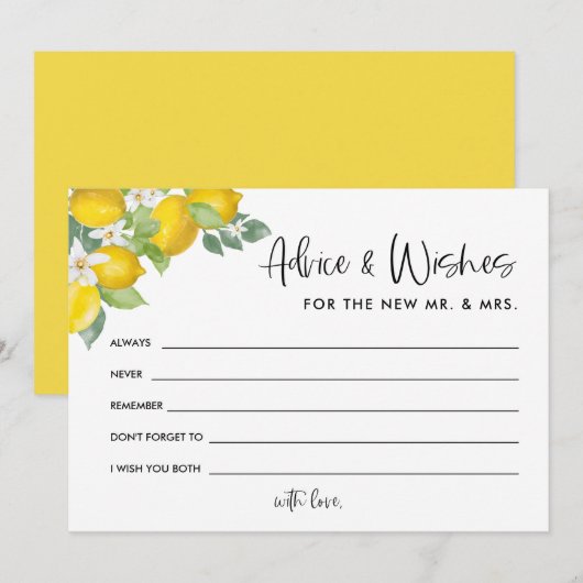 Citrus Citroen Huwelijksadvies en Wensen Bedankkaart (Voorkant / Achterkant)