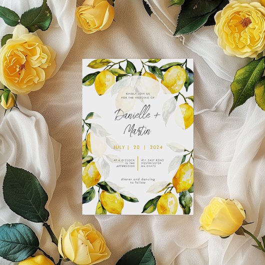 Citrus citroen Italië bruiloft uitnodiging