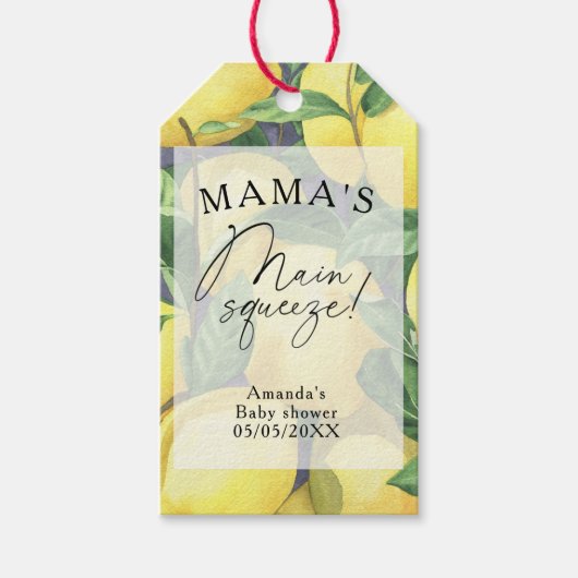 Citrus Citroen - Mama's main squeeze baby shower Cadeaulabel (Voorkant)