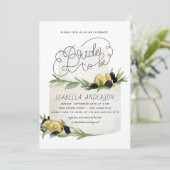 Citrus Citroen Mediterraan Bruiloftsfeest Kaart (Staand voorkant)