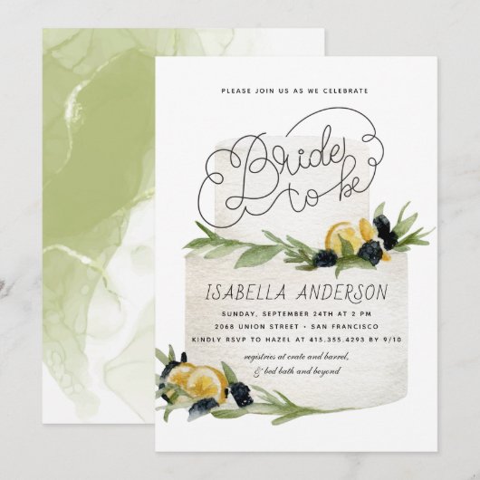 Citrus Citroen Mediterraan Bruiloftsfeest Kaart (Voorkant / Achterkant)