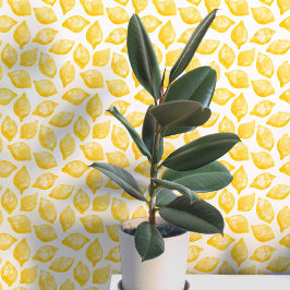 Citrus Citroen Mediterraan Geel Wit Waterverf Behang