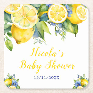 Citrus Citroen Mediterrane Baby Shower Kartonnen Onderzetters