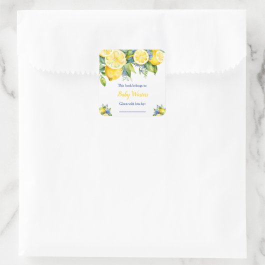 Citrus Citroen Mediterrane Baby Shower Vierkante Sticker (Tas)