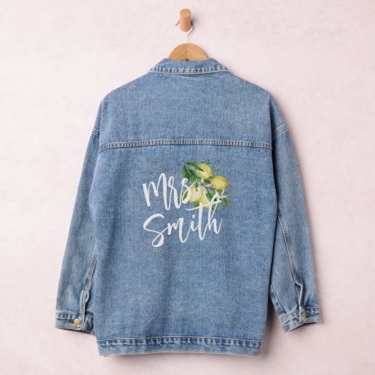 Citrus citroen mevrouw achternaam bruid bruiloft denim jacket (Hangar)