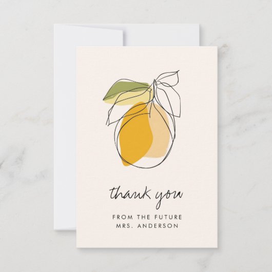 Citrus Citroen Modern Botanisch Bruidsfeest Foto Bedankkaart (Voorkant)