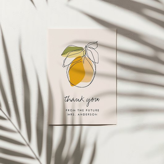 Citrus Citroen Modern Botanisch Bruiloftsfeest Fot Bedankkaart