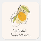 Citrus Citroen Modern Minimalistische Bruidsuitnod Vierkante Sticker (Voorkant)