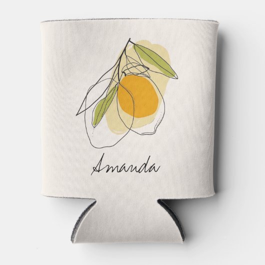 Citrus Citroen Moderne Aangepaste Naam Bruidsdouch Blikjeskoeler (Voorkant)