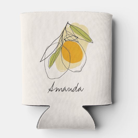 Citrus Citroen Moderne Aangepaste Naam Bruidsdouch Blikjeskoeler (Achterkant)