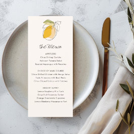 Citrus Citroen Moderne Lijn Tekening Bruiloft Menu