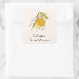 Citrus Citroen Moderne Minimalistische Bruidsdouch Vierkante Sticker