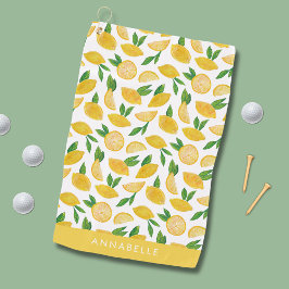 Citrus citroen patroon golfhanddoek