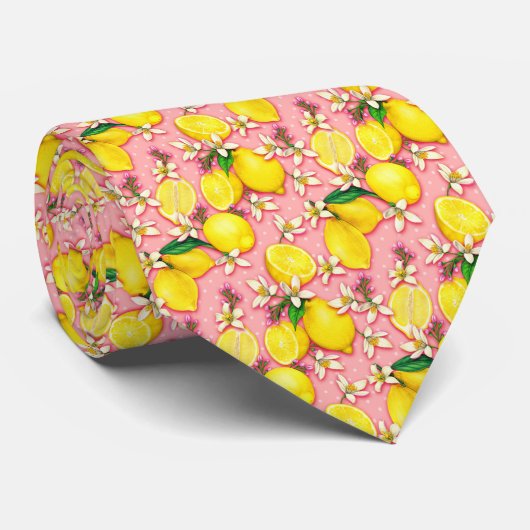 Citrus Citroen Patroon Stropdas (Opgerold)