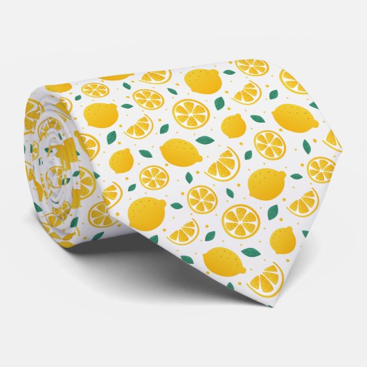 Citrus Citroen Patroon Stropdas (Opgerold)