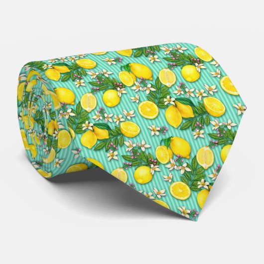 Citrus Citroen Patroon Stropdas (Opgerold)