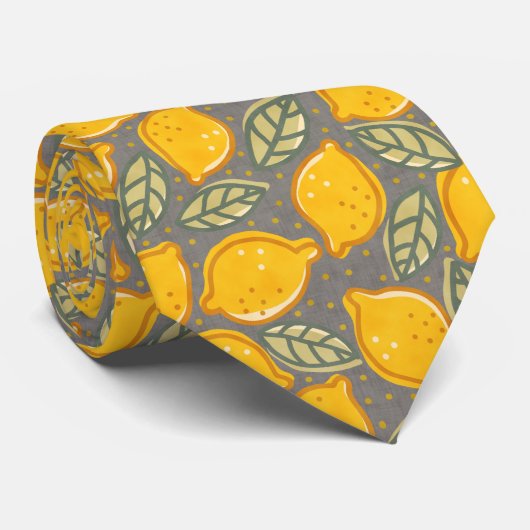 Citrus Citroen Patroon Stropdas (Opgerold)