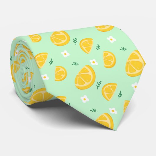 Citrus Citroen Patroon Stropdas (Opgerold)