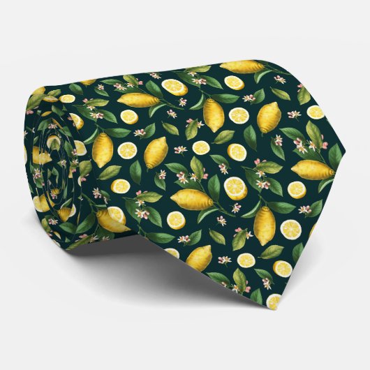 Citrus Citroen Patroon Stropdas (Opgerold)