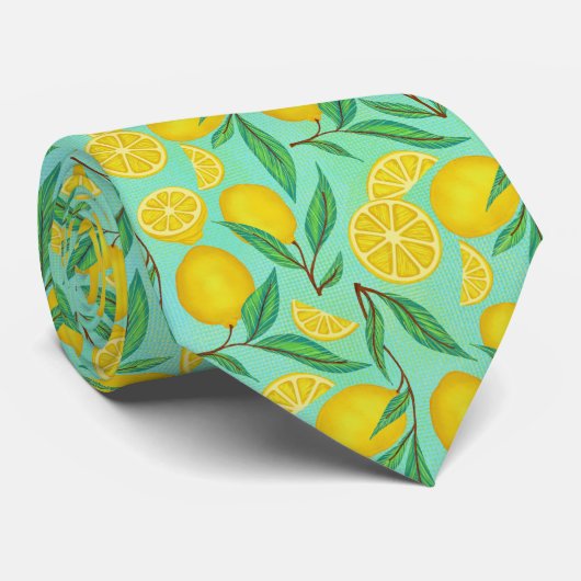 Citrus Citroen Patroon Stropdas (Opgerold)