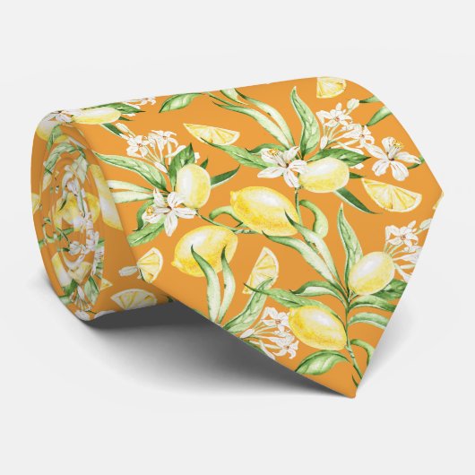 Citrus Citroen Patroon Stropdas (Opgerold)