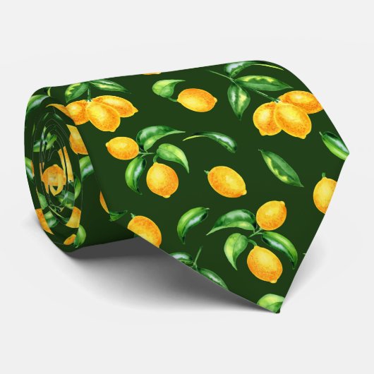 Citrus Citroen Patroon Stropdas (Opgerold)