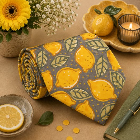 Citrus Citroen Patroon Stropdas